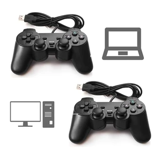 Kit 02 Controle Joystick Com Fio Para PC Notebook Game Retrô Emulador Conversor 4K Cabo USB