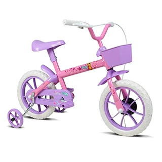 Bicicleta Infantil Verden Paty Rosa e Lilas - Aro 12 com cestinha e rodinhas