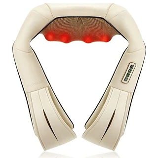 Nekteck Shiatsu Massageador de pescoço e costas com calor calmante, almofada elétrica de massagem de tecido profundo 3D para ombro, perna, alívio de dores musculares de corpo inteiro, carro, escritório e uso doméstico
