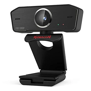 Webcam Redragon GW800, 1080P, com microfone duplo integrado, rotação de 360 graus - 2.0 USB Skype - 30 FPS para cursos online, videoconferência e streaming