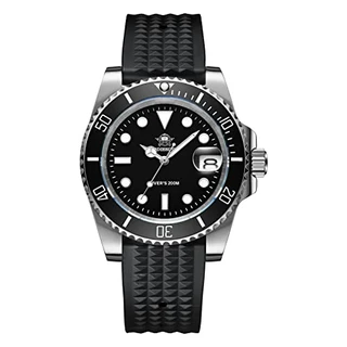 ADDIESDIVE Relógio de mergulho masculino de quartzo para mergulhador, pulseira de aço 200 m, mostrador multicolorido, preto, azul, verde, Preto com waffle, Mergulhador, relógios de quartzo