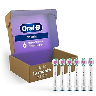 Oral-B Cabeça de escova de dentes de substituição para escova de dentes elétrica 3D, branca, pacote com 6