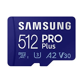 SAMSUNG PRO Plus + Adaptador 512GB microSDXC até 160MB/s UHS-I, U3, A2, V30, Full HD e 4K UHD Cartão de memória para smartphones Android, tablets, Go Pro e DJI Drone (MB-MD512KA/AM)