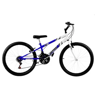 Bicicleta de Passeio Ultra Bikes Esporte Bicolor Rebaixada Aro 24 Reforçada Freio V-Brake – 18 Marchas Azul/Branco
