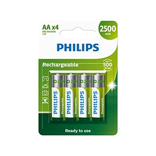 Pilha Philips recarregável AA 1.2V 2.500mAh com 4 unidades R6B4RTU25/59