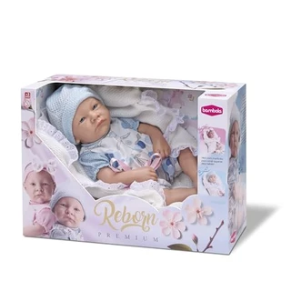 Bambola Boneca Baby Reborn Premium Menino 45cm Azul