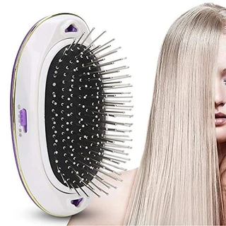Escova de desembaraçar iônica, vibração de íons negativos antiestática massagem do couro cabeludo pente elétrico para cabelos lisos e brilhantes (roxo)