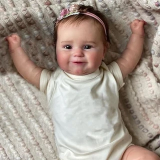Brastoy Bebê Reborn Boneca Pintada Silicone Realistic Menina Porco Rosa Original 48cm (Com 2 Roupas)