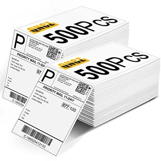 QNCZ Etiquetas térmicas diretas de 10 x 15 cm, etiquetas de envio para impressora, (500 etiquetas/pilha, dobrada), papel de impressora térmica direta de nível comercial, impermeável, 2 pilhas