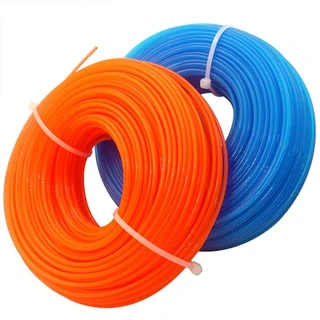 Zeqeey Cabo de nylon de linha de corda de substituição para aparador de grama com comprimento de 100 m, diâmetro 1,6 mm, 2 rolos (azul 50 m + laranja 50 m)