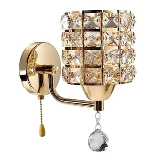 Arandela luminária de parede decorativo de cristal moderna luxuosa (Dourado)