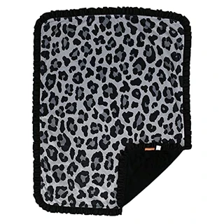 Dear Baby Gear Cobertor de bebê com estampa personalizada - Cobertor de bebê de camada dupla - Tamanho perfeito para um berço, carrinho de bebê ou assento de carro - leopardo preto e cinza, minky