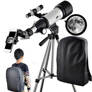 Telescópios para adultos, abertura de 70 mm, montagem AZ, telescópio portátil refrator astronômico para crianças e iniciantes com mochila para viajar e ver a lua
