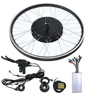 hightseck Kit de roda elétrica de bicicleta, kit de conversão para bicicleta eletrônica, 48V 1500W, kit de conversão para bicicleta elétrica MTB com roda de 26", motor de cubo, medidor LCD, controlador, alça de freio (cassete traseira)