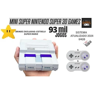 Mini Console Retro Super Nintendo com 93 mil jogos + 2 Controles Super 3D Games