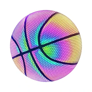 Basquete luminoso - brilhante reflexivo noite jogo Street PU brilhante basquete - brilho no escuro basquete com bola, inflador, bolsa re, agulhas bola - presente esportes para meninos Uwariloy