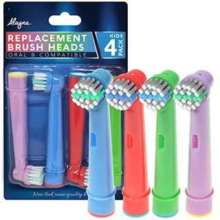 Cabeças de escova de dentes de substituição para escova de dentes elétrica Oral B Braun - Pacote com 4 cabeças de escova coloridas infantis compatíveis com cerdas macias Oral-b, cabeças pequenas,