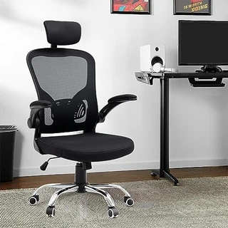 Cadeira de escritório ergonômica com estofado de mesh（Preto）
