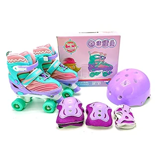 Patins Quad Kit Violeta - com Kit de Proteção, Uni Toys