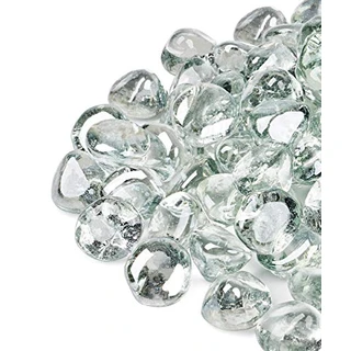GASPRO Diamantes de vidro de fogo de 4,5 kg - Vidro transparente de 2,5 cm para fogueira de propano, vidro decorativo para lareira a gás, brilho de cristal