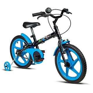 Bicicleta Infantil Verden Rock Preta e Azul - Aro 16 com rodinhas