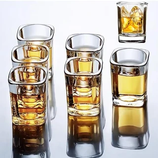 Hlukana Conjunto de 6 copos de shot de base pesada, copos transparentes de 62 g a granel, copo de tequila, copo quadrado, copo de café expresso para vodca, uísque, tequila, expresso, bebidas