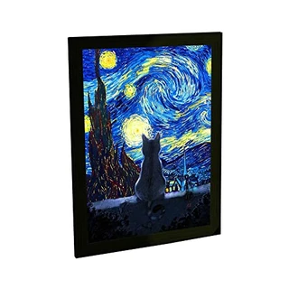 Quadro Decorativo Gato Noite Estrelada Van Gogh Arte