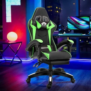 Cadeira Ergonomica Gamer Com Apoio Para Os Pés（Verde)