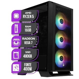 PC Gamer Mancer, AMD Ryzen 5 4600G, 16GB DDR4, SSD 480GB, Fonte 400W 80 Plus